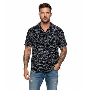 Harley Davidson Shirt Hawaiian Motorcycle & Founders AOP Mens L Black 100% Rayon